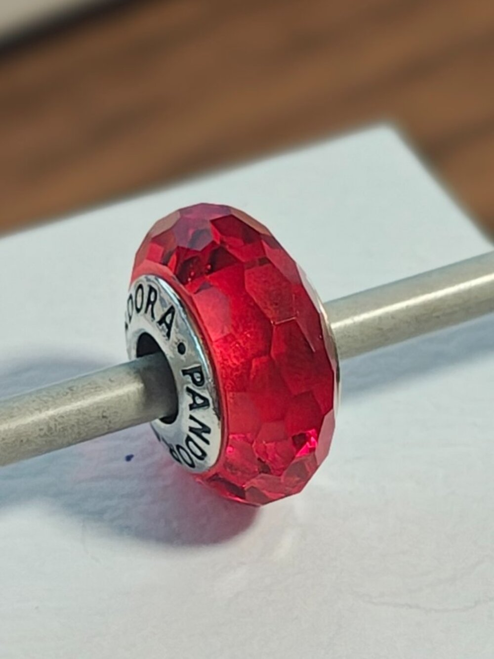 Authentic Retired Pandora Red Faceted Murano Glass Charm 791066